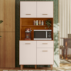 Kit Cozinha 4 Portas 1 Gaveta 90x188 cm New Izis Freijo Off Acetinado POLIMAN