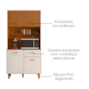 Kit Cozinha 4 Portas 1 Gaveta 90x188 cm New Izis Freijo Ripado Off Acetinado POLIMAN