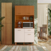 Kit Cozinha 4 Portas 1 Gaveta 90x188 cm New Izis Freijo Ripado Off Acetinado POLIMAN