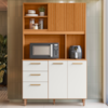 Kit Cozinha 5 Portas 2 Gavetas 115x188 cm Sicilia Medio Freijo Off Ripado Frisado POLIMAN
