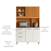 Kit Cozinha 5 Portas 2 Gavetas 115x188 cm Sicilia Medio Freijo Off Ripado Frisado POLIMAN