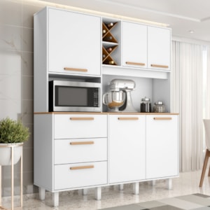 Kit Cozinha 5 Portas 3 Gavetas 161 cm Mari Branco Absoluto ZANZ