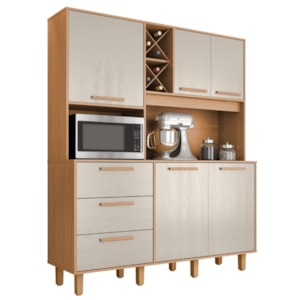 Kit Cozinha 5 Portas 3 Gavetas 161 cm Mari Cinamomo Areia ZANZ