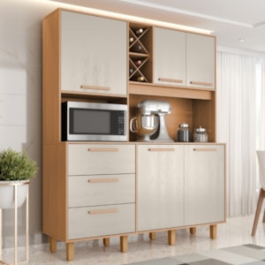 Kit Cozinha 5 Portas 3 Gavetas 161 cm Mari Cinamomo Areia ZANZ