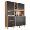 Kit Cozinha 5 Portas 3 Gavetas 161 cm Mari Cinamomo Preto ZANZ