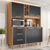 Kit Cozinha 5 Portas 3 Gavetas 161 cm Mari Cinamomo Preto ZANZ