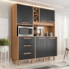 Kit Cozinha 5 Portas 3 Gavetas 161 cm Mari Cinamomo Preto ZANZ