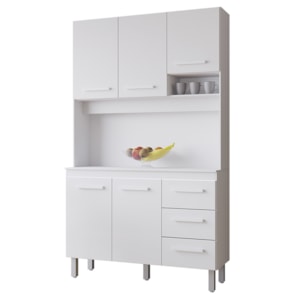 Kit Cozinha 5P 3G 120 cm Vitoria Branco Mobbs