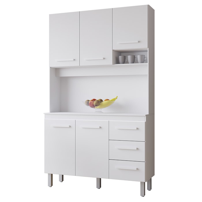 Kit Cozinha 5P 3G 120 cm Vitoria Branco Mobbs
