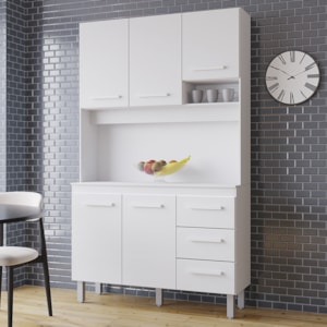 Kit Cozinha 5P 3G 120 cm Vitoria Branco Mobbs