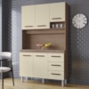 Kit Cozinha 5P 3G 120 cm Vitoria Savana Off White Mobbs
