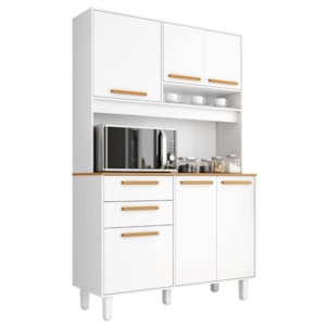 Kit Cozinha 6 Portas 2 Gavetas 120 cm Prisma Branco Absoluto ZANZ