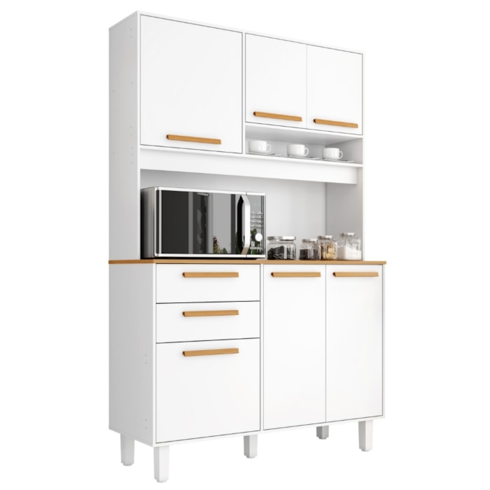 Kit Cozinha 6 Portas 2 Gavetas 120 cm Prisma Branco Absoluto ZANZ