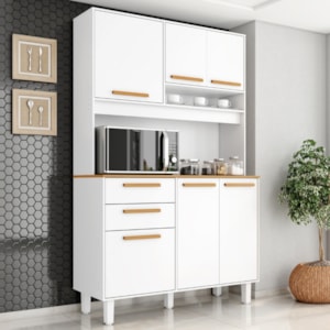Kit Cozinha 6 Portas 2 Gavetas 120 cm Prisma Branco Absoluto ZANZ