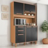 Kit Cozinha 6 Portas 2 Gavetas 120 cm Prisma Cinamomo Preto ZANZ