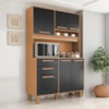 Kit Cozinha 6 Portas 2 Gavetas 120 cm Prisma Cinamomo Preto ZANZ