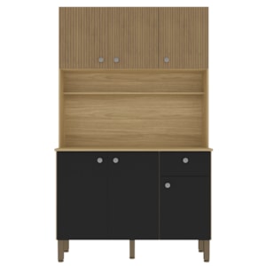 Kit Cozinha 6P 1G 111 cm Style Freijo Nero Cp Ripado Freijo KTP Kit Cozinha 6P 1G 111 cm Style Freijo Nero Cp Ripado Freijo KTP