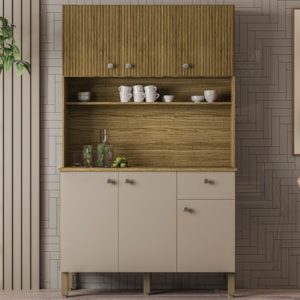 Kit Cozinha 6P 1G 111 cm Style Freijo Vanilla Cp Ripado Freijo KTP