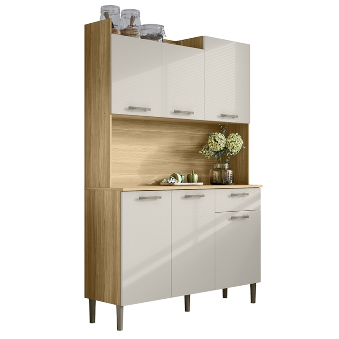Kit Cozinha 6P 1G 122 cm Genova Freijo Soft KTP