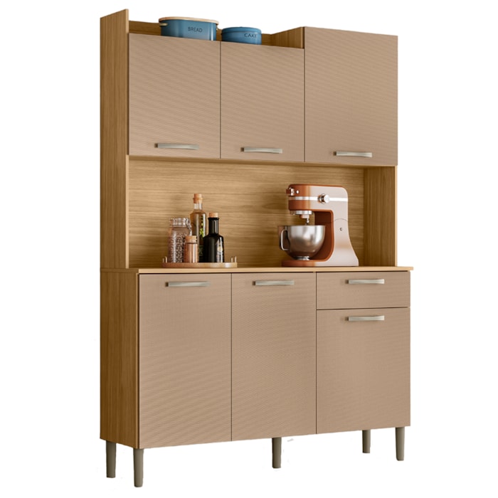 Kit Cozinha 6P 1G 122 cm Genova Freijo Vanilla KTP