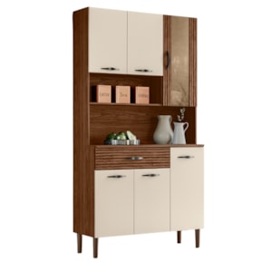 Kit Cozinha 6P 1G 91 cm Golden Nogueira Off White Cp Ripado KTP Kit Cozinha 6P 1G 91 cm Golden Nogueira Off White Cp Ripado KTP