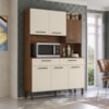 Kit Cozinha 6P 2G 132 cm Modena Nogueira Off White Cp Ripado KTP