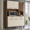 Kit Cozinha 6P 2G 132 cm Modena Nogueira Off White Cp Ripado KTP