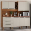 Kit Cozinha 7 Portas 3 Gavetas 208 cm Atria Cinamomo Areia ZANZ