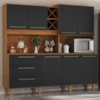 Kit Cozinha 7 Portas 3 Gavetas 208 cm Atria Cinamomo Preto ZANZ