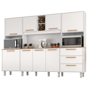 Kit Cozinha 8 Portas 3 Gavetas 242 cm Polar Branco Absoluto ZANZ