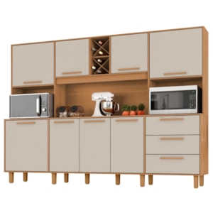 Kit Cozinha 8 Portas 3 Gavetas 242 cm Polar Cinamomo Areia ZANZ