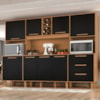 Kit Cozinha 8 Portas 3 Gavetas 242 cm Polar Cinamomo Preto ZANZ