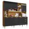 Kit Cozinha 9 Portas Mega 208 cm Cinamomo Grafite ARMoveis