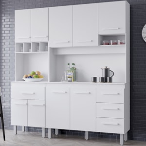 Kit Cozinha 9P 4G 180 cm Vitoria Branco Mobbs