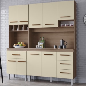 Kit Cozinha 9P 4G 180 cm Vitoria Savana Off White Mobbs
