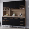 Kit Cozinha 9P 4G 180 cm Vitoria Savana Preto Mobbs