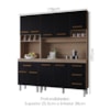 Kit Cozinha 9P 4G 180 cm Vitoria Savana Preto Mobbs