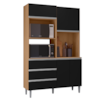 Kit Cozinha Compacta 4 Portas 120 cm Livia Amendoa Preto REAJL