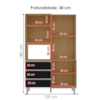 Kit Cozinha Compacta 4 Portas 120 cm Livia Amendoa Preto REAJL