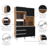 Kit Cozinha Compacta 4 Portas 120 cm Livia Amendoa Preto REAJL