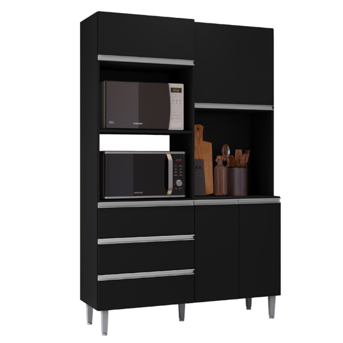 Kit Cozinha Compacta 4 Portas 120 cm Livia Preto REAJL
