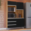 Kit Cozinha Compacta 4 Portas 180 cm Livia Amendoa Preto REAJL