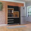 Kit Cozinha Compacta 4 Portas 180 cm Livia Amendoa Preto REAJL