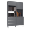 Kit Cozinha Compacta 4 Portas 180 cm Livia Cinza REAJL