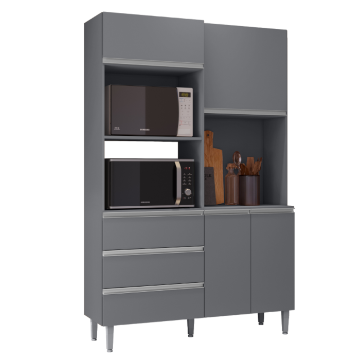 Kit Cozinha Compacta 4 Portas 180 cm Livia Cinza REAJL