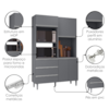 Kit Cozinha Compacta 4 Portas 180 cm Livia Cinza REAJL