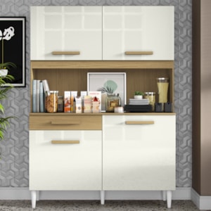 Kit Cozinha Compacta 4 Portas 2003308 121cm Atacama Off White ARMoveis Kit Cozinha Compacta 4 Portas 2003308 121cm Atacama Off White ARMoveis