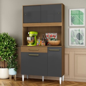 Kit Cozinha Compacta 4 Portas 2004306 91 cm Atacama Grafite ARMoveis