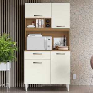 Kit Cozinha Compacta 4 Portas Malva Roma 91 cm Atacama Off White ARMoveis