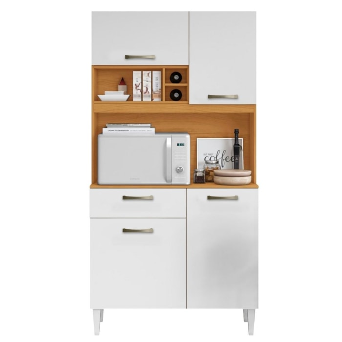 Kit Cozinha Compacta 4 Portas Malva Roma 91 cm Cinamomo Branco ARMoveis